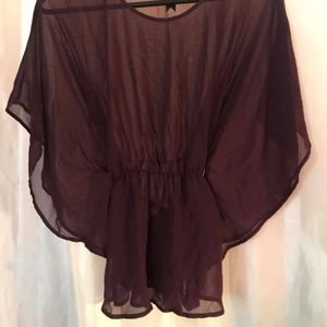 Chiffon Sheer-Flowing Maroon Blouse